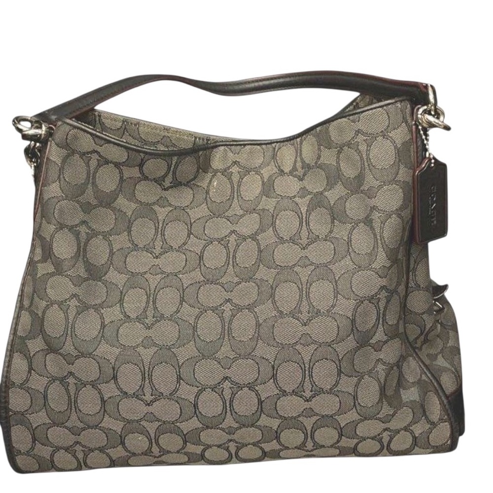 Vintage Coach Monogram Shoulder Bag Black and Grey Y2K Boho Hippie Coastalgirl